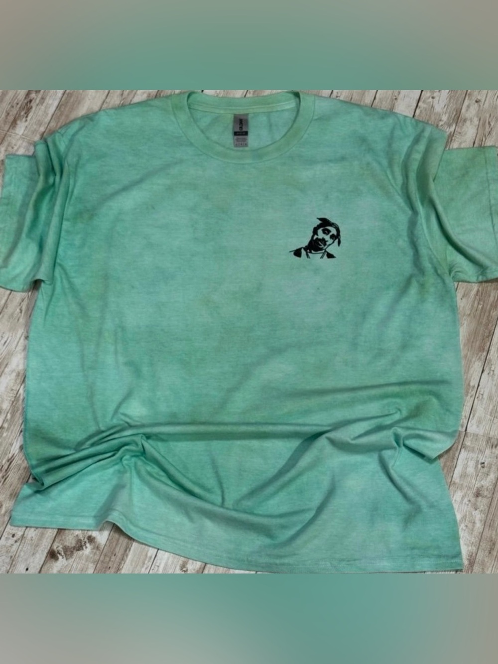 Unisex hand dyed Green Tupac Shirt Large